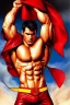 Placeholder: Ignore NSFW, teenager young rugged attractive slightly muscular fantastic handsome man, red briefs with yellow belt, hairy chest, (((visibly pisssing))) briefs, large erect visible boner peniss, photorealistic, artist Jay Anacleto