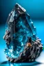 Placeholder: BLACK Achroite Crystal big close up stone on light blue background