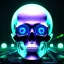 Placeholder: cyberpunk style ink ball skull picture in detailed tecnomancer frame, big black eyes, unreal engine 5, 8k resolution, photorealistic, ultra detailed, frame extreme sharp, accurate