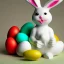 Placeholder: Easter bunny with eggs creepy photo