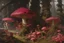 Placeholder: A magenta forest filled with mushrooms and fungus painted by Michelangelo di Lodovico Buonarroti Simoni