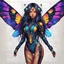 Placeholder: full body portrait illustration , long hair, with detailed blueprints and engineering schematics of a walking hybrid Madagascan sunset moth insect girl, in anime style, with highly detailed facial features, drawings, 8k, vibrant natural colors, tight bodysuit, white skin, wings above sholder