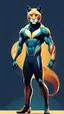 Placeholder: Full body Cougar man man with puma mask in his eyes art stylized illustration complementary colors quality ultra 12k