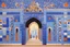 Placeholder: a gothic_arab gate in a blue-tiled wall in futurism stye by artist "Gino Severini",by artist "Marianne von Werefkin"