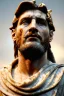 Placeholder: Realistic image, Roman sculpture made in marble with gold veins, Lionel messi, gold laurel leaves crown, waist up portrait,marble material, gold ornaments, Renaissance style, sun rays background, epic, celestial, cinematic lighting, God lights, 4k resolution, smooth details, soft lighting, unreal engine 5, art station, substance 3d.