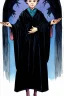 Placeholder: pallid 7 year old boy genie, necromancer, friendly,wearing black robes, with the lower body of a genie instead of legs, in the style of Harry Clarke
