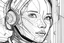 Placeholder: Visualize a black & white coloring book with thick contours and lines, all fitting within an 11x8.5 inch space. Portraits with a touch of futuristic elements, blending human and technological aesthetics.