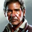 Placeholder: stunning photo realistic detailed head to waist portrait of harrison ford as han solo in star wars with photo realistic short hair by Sergi Cadenas, Sharp focus, brown eyes, weathered skin,space jacket from star wars,