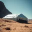 Placeholder: Photograph, hills, bright reflective aluminum cover, brutalist, rags, daylight, edificio di cemento nero ruvido, brutalist, umidità, cielo plumbeo, liquid, apparecchi elettronici, powder, minimalist, details of the dust very accentuated, deep 3d field