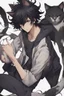 Placeholder: A male anime man with messy black hair, black cat ears.