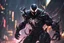 Placeholder: Venom in 8k solo leveling shadow artstyle, white fox them, close picture, rain, Shredder helmet, neon lights, intricate details, highly detailed, high details, detailed portrait, masterpiece,ultra detailed, ultra quality