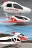 Placeholder: aeroplane airmed air ambulance inspired by shark with side view , quarter view and front view