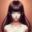 Placeholder: Japanese girl with big brown eyes and long black hair with bangs, cute, beautiful, high quality, insane detail