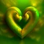 Placeholder: two inseparable hearts, warm green and yellow colours, fantasy atmosphere