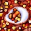 Placeholder: watercolor of tiny acorn covered in snow, warm colors, soft lighting, snowdrift