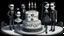 Placeholder: draw a birthday cake with logo number 23 or one candle 23 .Insanely detailed Addams Family movie still with Barbie dolls, art by tim burton