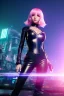 Placeholder: Futuristic anime fantasy dancer, portrait from waist up, physically fit, latex and leather attire, blue eyes, pastel hair, intricate eyeliner, vibrant eyeshadow, clear completion, soft lighting, 4k resolution, intricate details, insanely detailed, colorful cityscape background, masterpiece, expert, cinematic smooth, retroanime style, realistic details, no helmet
