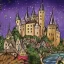 Placeholder: A magical gothic little town of witches with a castle and canals Nick Harris style