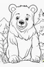 Placeholder: coloring page for kids, bear, thick outline, low details, no shading, no color