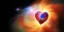 Placeholder: earth in front of a heart shaped nebula