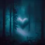 Placeholder: fog in the forest at night with an electric heart