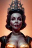 Placeholder: Joan Collins as evil queen in black leather, leather, busty, cleavage, angry, stern look. character design by cory loftis, fenghua zhong, ryohei hase, ismail inceoglu and ruan jia. unreal engine 5, artistic lighting, highly detailed, photorealistic, fantasy