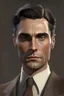 Placeholder: human, mid-fifties, smart brown suit, handosome, noble, short salt-and-pepper hair, clean-shaven, very dark eyes and stern gaze