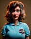 Placeholder: Portrait, waitress woman with monster muppet mask that covers her entire head, retro style, Sesame Street style, blue, smooth, unreal engine 5, god lights, ray tracing, RTX, lumen lighting, ultra detail, volumetric lighting, 3d.