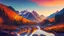 Placeholder: A view of breathtaking nature, at sunrise with a mountain stream and mountains in the background.