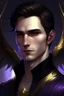 Placeholder: Retrato de Rhysand. Alto fae de tez dorada, ojos violeta, pelo corto oscuro con alas oscuras como las de un murciélago. Muy apuesto. Joven