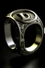 Placeholder: Ring with a design on the top. The design is a made around the letter D