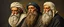 Placeholder: master oil painting by Rembrandt realistic rendering Portrait of the Apkallu sages who were sent by the god Ea to teach civilization to humanity before the flood. They were depicted as half-human and half-fish or bird, and were associated with wisdom, magic, and culture.