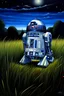 Placeholder: R2d2 in a field on a starry night by vangoh