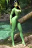 Placeholder: Green skin Martain Pin-Up Lady by Frank Frazetta, full body and face can be seen, detailed face, detailed body