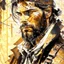 Placeholder: This tough handsome man is a real treasure hunter, adventurous and handsome, he carries a treasure map and suitcase.,In the background is a beautiful compass to show him the way, vertical lines and squares, Style of Ashley Wood, Daniel Gerhart, Thomas Saliot Modifiers: intricate portrait beautiful high detail close up painterly cartoonisch