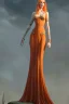 Placeholder: painting of a tall elven young woman with short light orange hair and freckles on the cheak bones and tall body of a topmodel light clothes, long shot, ultra realistic, concept art, intricate details, eerie, highly detailed, photorealistic, octane render, 8 k, unreal engine. art by artgerm and greg rutkowski and charlie bowater and magali villeneuve and alphonse mucha