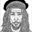 Placeholder: coloring page for kids, simple rastaman with black and bold lines