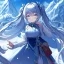 Placeholder: Clear focus, high resolution, cyan pigtails long fluffy hair, cyan eyes, wearing a snow outfit