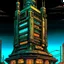 Placeholder: cyberpunk retro futuristic tower for comics
