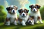 Placeholder: hyperrealistic digital gouache matte painting and pencil, volumetric nature environment, organic, (( cute, happy ( australian shepherd and saint bernard crossbreed ) puppies playing together )), close-up portrait, elegant, intricate, realistic shaded volumetric lighting, volumetric clouds, concept art, detailed eyes, illustration, 8k, uhd, hires, backlight, centered camera view, colour-washed colors, ambient occlusion, sunlight caustics, design and art by sam curry