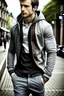 Placeholder: Man's Casual Blazer jacket with a grey hoodie jacket Atached...combo