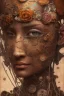 Placeholder: an abstract painting of rusted metal and flowers, african, rust, scaffolding, iron cladding, decay, mixed media, textured, anatomically correct, beautiful perfect face, sharp focus, highly detailed