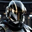 Placeholder: star wars bald male corellian pilot wearing pearlescent black and gunmetal grey First Order special forces heavy assault armor and helmet with gold trim inside the jedi temple, centered portrait, hyperdetailed, dynamic lighting, hyperdetailed background, 8k resolution, volumetric lighting, light skin, fully symmetric details