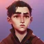 Placeholder: Portrait of a handsome brown haired little warlock kid by Nick Harris