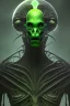 Placeholder: alien, head, evil,green eyes, weapons, blood, 8k, finely detailed, photo realistic, HR Giger style