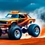 Placeholder: fullbody Drawing of 'HOT WHEELS MONSTER TRUCK',intricate detail,andrea bonelli,Kilian Eng,Ohrai,evan lee,Aleksandr Sidelnikov,KyuYong Eom,three quarters frontal aerial view,toned colors,16k