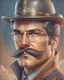 Placeholder: Best quality, masterpiece, ultra high definition, Retro Futuristic,man, mustache, Comic style