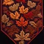 Placeholder: autumn colored cloth banner embroidered with ornamental leaves and filigree, increased thread texture and definition