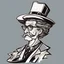 Placeholder: professor balthazar with a hat in style of logo