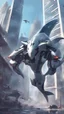 Placeholder: a picture of cyber shark that is flying in the city, cyborg whale, anno 2070, modern mecha anime, aeromorph, stunning sci-fi concept art, male robotic anthro orca, robotic anthro dolphin, cgsociety ), mecha anthropomorphic penguin, from arknights, cool mecha style, futuristic art style, mecha art